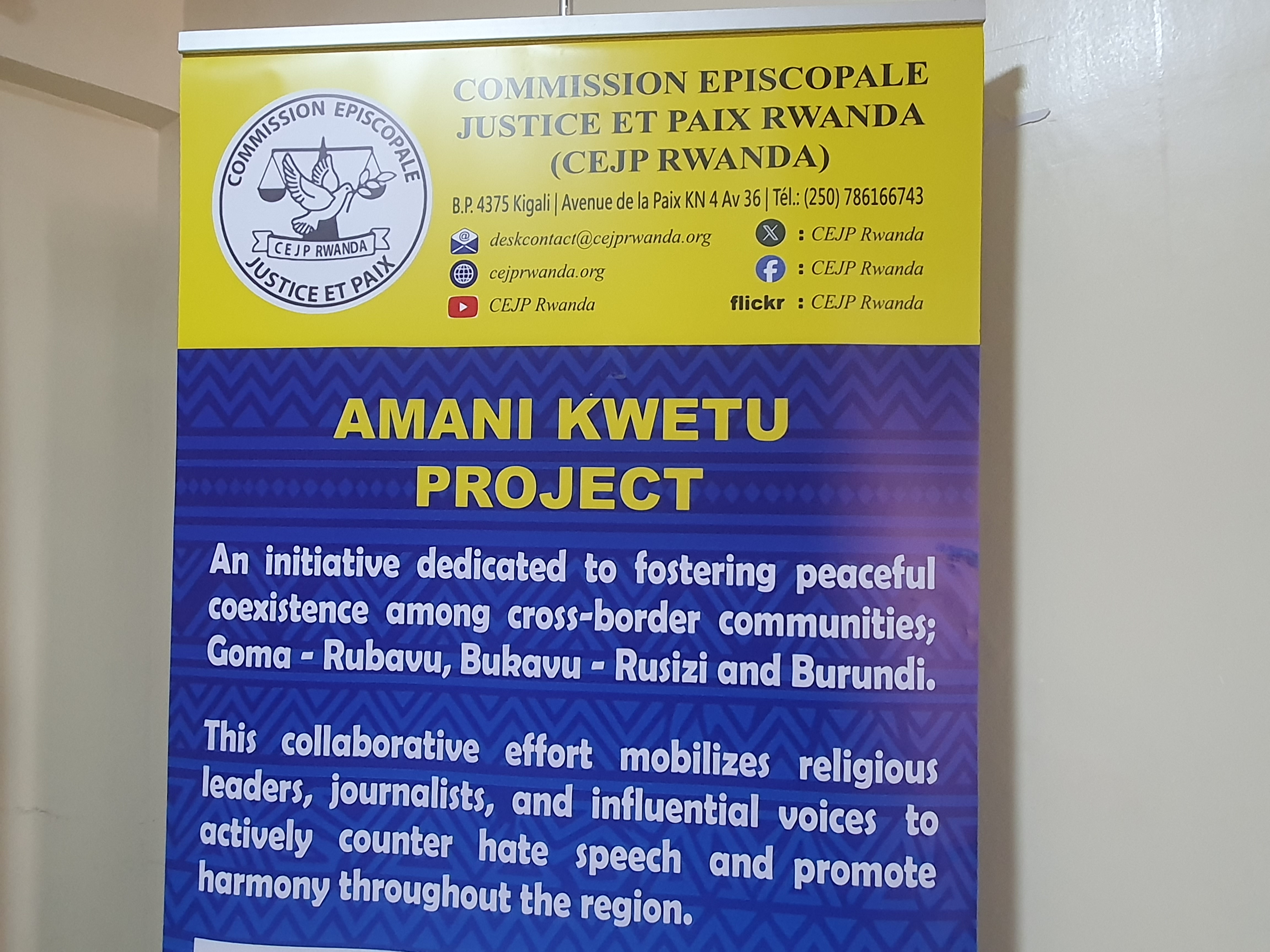 Komisiyo y’Ubutabera n’Amahoro yatangije umushinga “Amani Kwetu” ugamije kwimakaza amahoro mu karere k’Ibiyaga bigari
