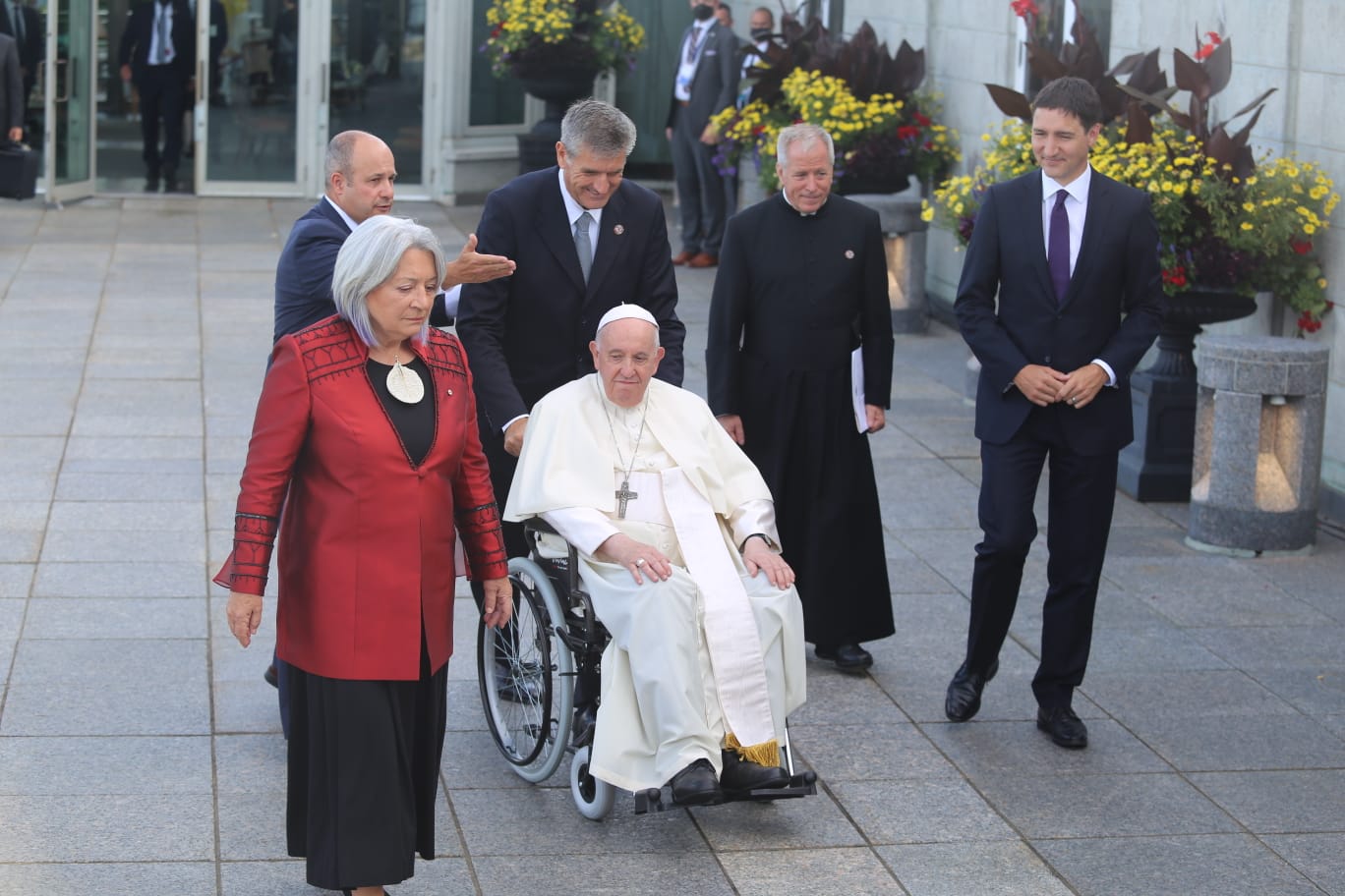 Madame Mary Simon, Guverineri Mukuru wa Kanada yakiriye Papa Fransisiko kuri Citadelle du Canada